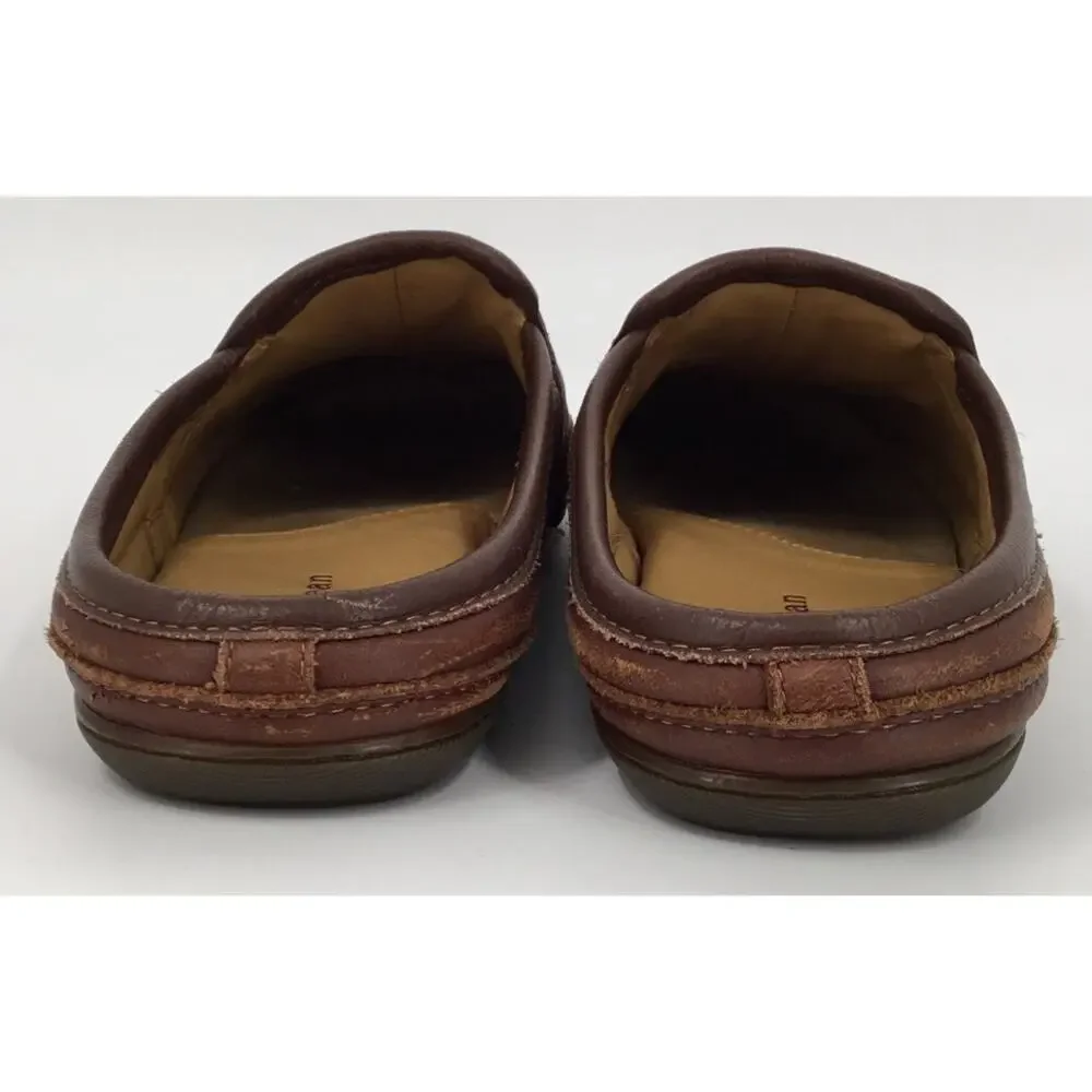 L.L.Bean Brown Leather Mule Clogs Slip On Comfort Shoes Men's 12M